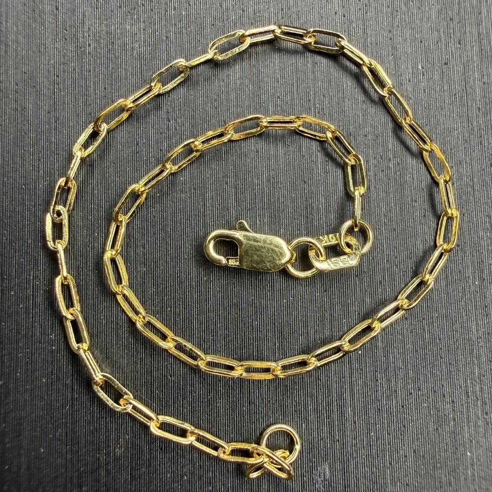 Solid 10k Yellow Italian Gold Paper Clip Bracelet 6.5" Long 1.88mm Wide